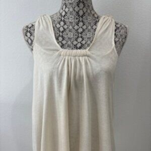 Anthropologie MOTH Ivory Knit Crochet Racerback Tank Top, Size Small